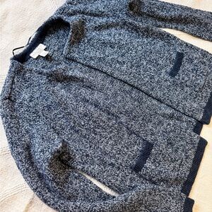 LOFT Women's Navy and White Cozy Cardigan with Pockets